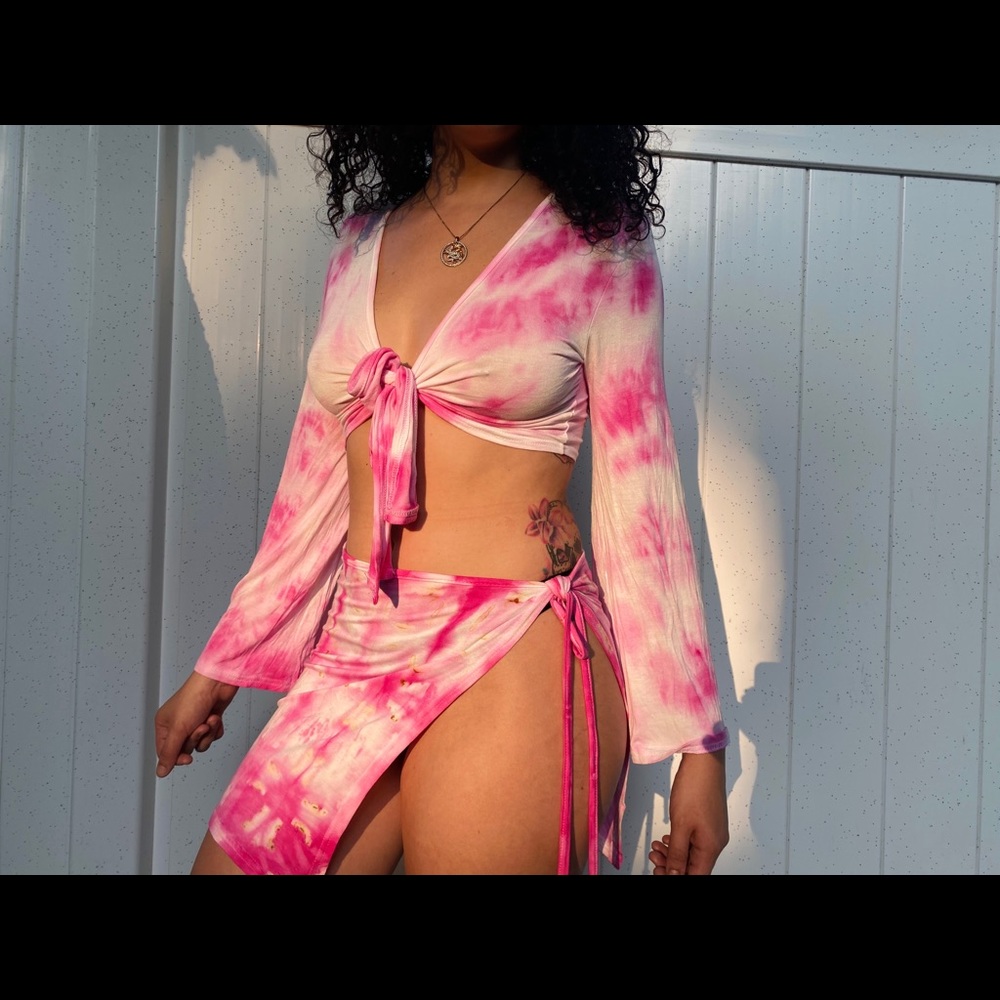 Hand dyed two piece skirt set